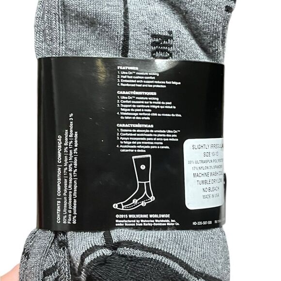 Harley-Davidson Black and Gray Bar And Shield Socks, 2 Pairs, Size L - Picture 6 of 6